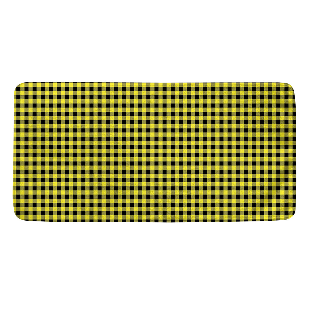 Yellow And Black Check Pattern Print Towel