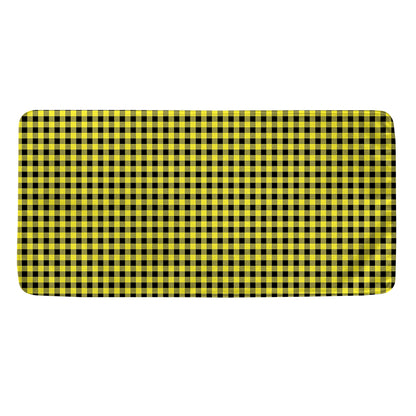 Yellow And Black Check Pattern Print Towel