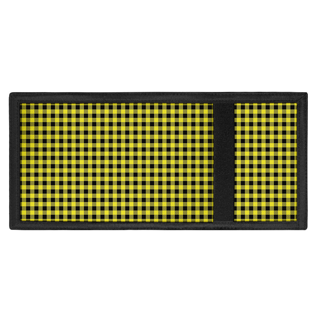 Yellow And Black Check Pattern Print Trifold Wallet