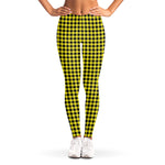 Yellow And Black Check Pattern Print Women's Leggings