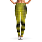 Yellow And Black Check Pattern Print Women's Leggings