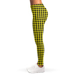 Yellow And Black Check Pattern Print Women's Leggings