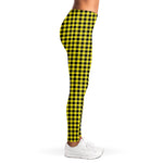 Yellow And Black Check Pattern Print Women's Leggings