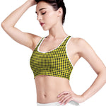 Yellow And Black Check Pattern Print Women's Sports Bra