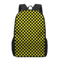 Yellow And Black Checkered Pattern Print 17 Inch Backpack