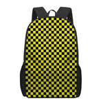 Yellow And Black Checkered Pattern Print 17 Inch Backpack