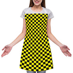Yellow And Black Checkered Pattern Print Adjustable Apron