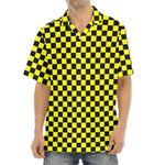 Yellow And Black Checkered Pattern Print Aloha Shirt