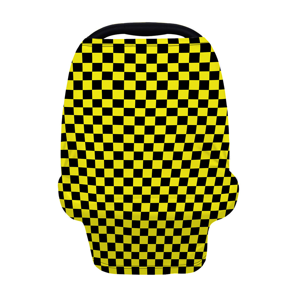 Yellow And Black Checkered Pattern Print Baby Seat Cover