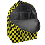 Yellow And Black Checkered Pattern Print Backpack