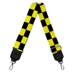 Yellow And Black Checkered Pattern Print Bag Strap