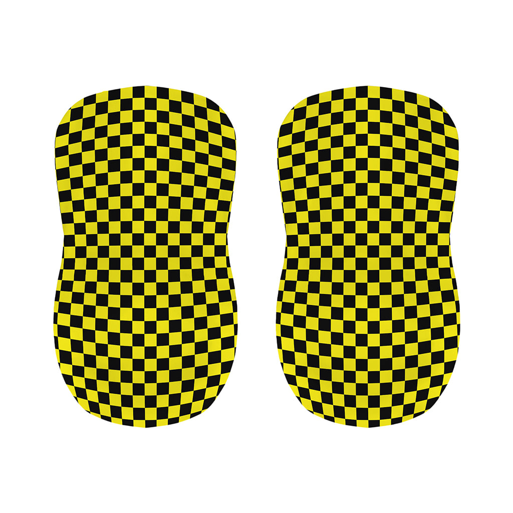 Yellow And Black Checkered Pattern Print Bar Stool Covers