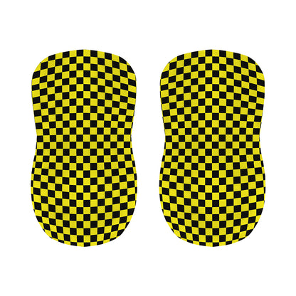 Yellow And Black Checkered Pattern Print Bar Stool Covers