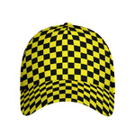 Yellow And Black Checkered Pattern Print Baseball Cap
