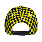 Yellow And Black Checkered Pattern Print Baseball Cap