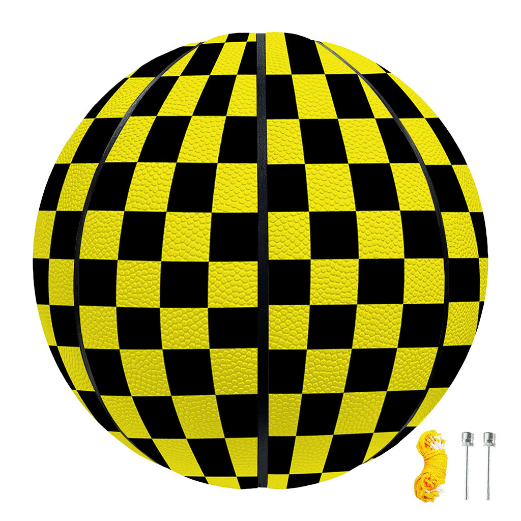 Yellow And Black Checkered Pattern Print Basketball