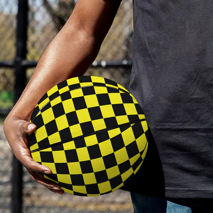 Yellow And Black Checkered Pattern Print Basketball