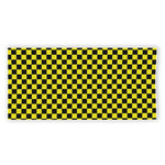 Yellow And Black Checkered Pattern Print Beach Towel