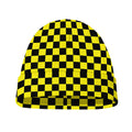 Yellow And Black Checkered Pattern Print Beanie