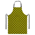 Yellow And Black Checkered Pattern Print Bib Apron With Pocket