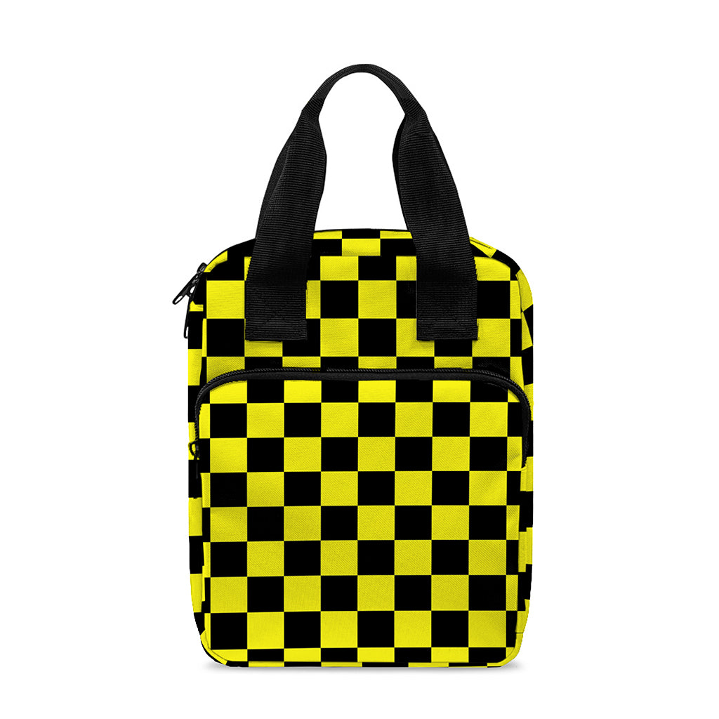 Yellow And Black Checkered Pattern Print Bible Tote Bag