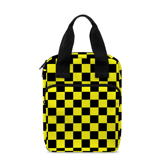 Yellow And Black Checkered Pattern Print Bible Tote Bag
