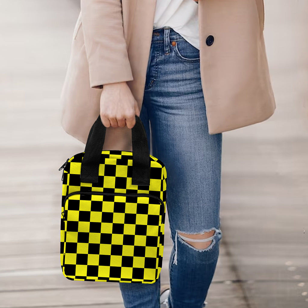 Yellow And Black Checkered Pattern Print Bible Tote Bag