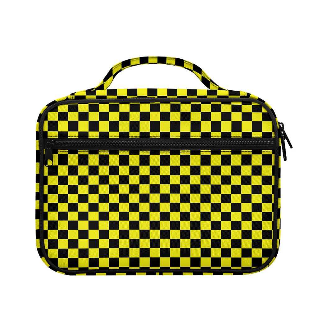 Yellow And Black Checkered Pattern Print Briefcase Bible Bag