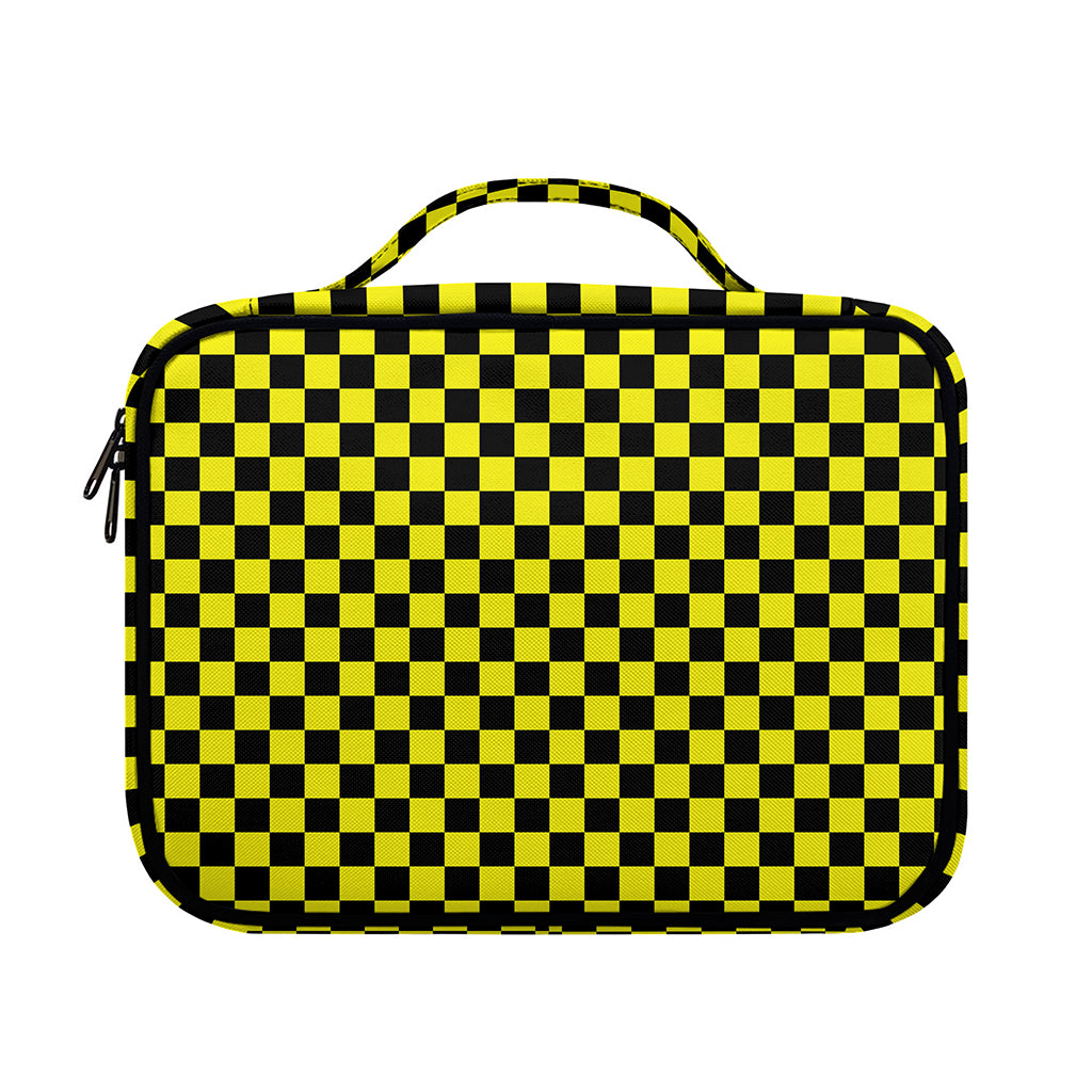 Yellow And Black Checkered Pattern Print Briefcase Bible Bag