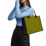 Yellow And Black Checkered Pattern Print Canvas Tote Bag