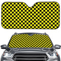 Yellow And Black Checkered Pattern Print Car Windshield Sun Shade