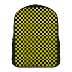 Yellow And Black Checkered Pattern Print Casual Backpack