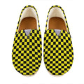Yellow And Black Checkered Pattern Print Casual Shoes