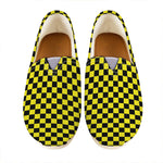 Yellow And Black Checkered Pattern Print Casual Shoes