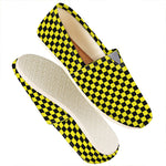Yellow And Black Checkered Pattern Print Casual Shoes