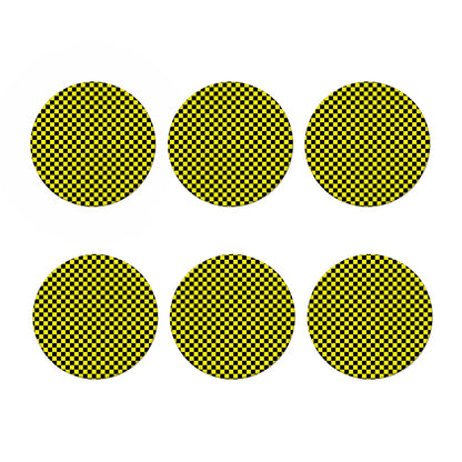 Yellow And Black Checkered Pattern Print Coaster Set