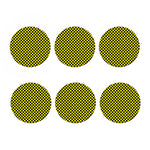 Yellow And Black Checkered Pattern Print Coaster Set