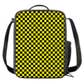 Yellow And Black Checkered Pattern Print Crossbody Lunch Bag