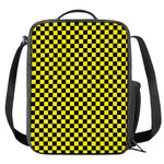 Yellow And Black Checkered Pattern Print Crossbody Lunch Bag