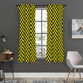 Yellow And Black Checkered Pattern Print Grommet Curtain Panels