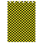 Yellow And Black Checkered Pattern Print Curtain