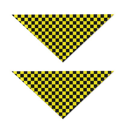 Yellow And Black Checkered Pattern Print Dog Bandana