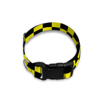 Yellow And Black Checkered Pattern Print Dog Collar