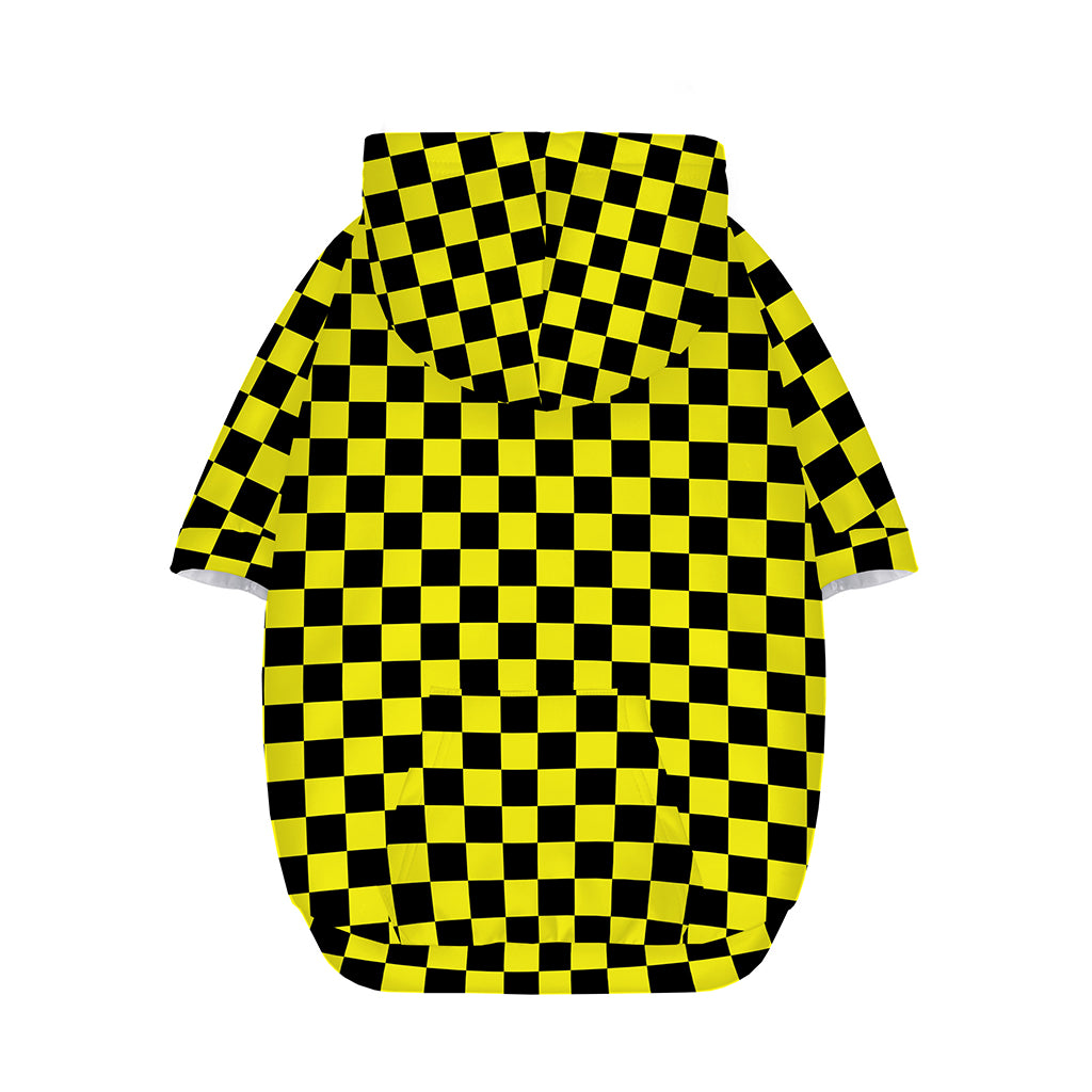 Yellow And Black Checkered Pattern Print Dog Zip Up Hoodie