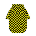 Yellow And Black Checkered Pattern Print Dog Zip Up Hoodie