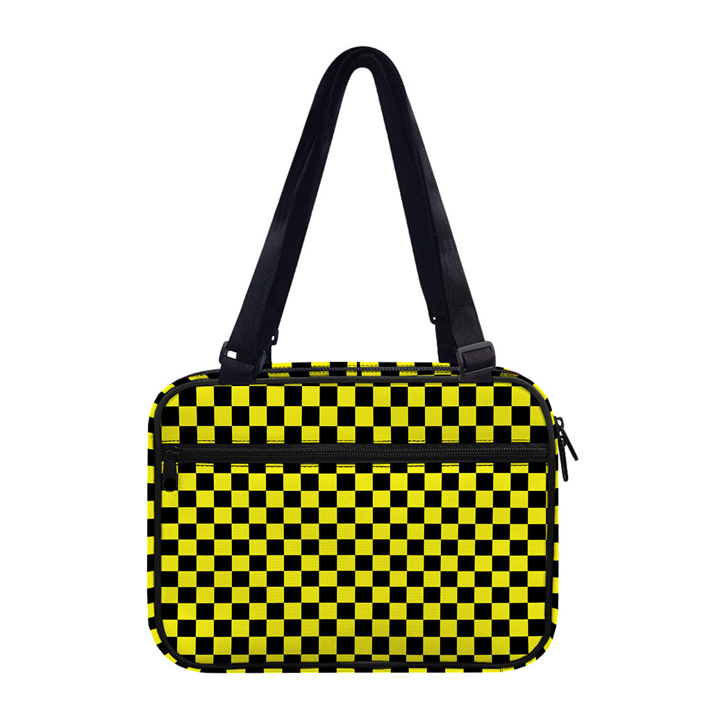 Yellow And Black Checkered Pattern Print Double Strap Bible Bag