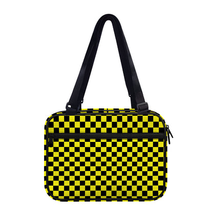 Yellow And Black Checkered Pattern Print Double Strap Bible Bag