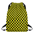Yellow And Black Checkered Pattern Print Drawstring Backpack