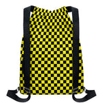 Yellow And Black Checkered Pattern Print Drawstring Backpack
