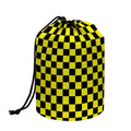 Yellow And Black Checkered Pattern Print Drawstring Makeup Bag